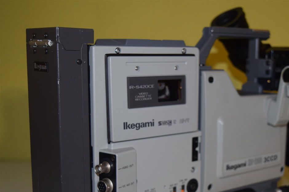 Vintage IKEGAMI HC-200 + IR-S420CE SVHS Recorder

The Ikegami's HC-200 is a compact, lightweight, high-class 3 CCD color camera for ENG and EFP. Its design incorporates an efficient 1/2-inch CCD which ensures high performance, ease of operation and high stability as well. The HC-200 is an extraordinary multi purpose color camera. It features a quality picture with low smear, CCD precision fixing technique, low-noise preamplifier and highlight compression. It also provides a variety of high-accuracy automatic controls by a microcomputer. Further, it has a character display on the viewfinder, including a highly effec- tive status display to prevent error operation. The camera can be used in conjunction with S- VHS portable VCR directly. It ensures easy on-board VCR operation. The HC-200 is provided with a full-line of accessories. It allows for a wide variety of services, including the connection of y / C separate output signal for S- VHS and the connection of a VCR com- ponent signal type for use of a BETACAM and M II, as well as services of ENG and EFP.

Features

3 CCD 
The HC-200 uses a high-efficiency CCD and a number of advanced video circuits. It assures a horizontal resolution of 530 lines or more and a signal-to-noise-ratio of higher than 58dB. It can be used in illumination as low as 20 lux minimum for f1.4 with +18dB gain. The CCD greatly reduces vertical smear, moire, ringing and fixed-pattern noise, thereby providing a high-quality picture.

Electronic Shutter 
The HC-200 has an electronic variable shutter that not only allows you to shoot a subject moving at a high speed, but it also removes fluorescent light flicker by